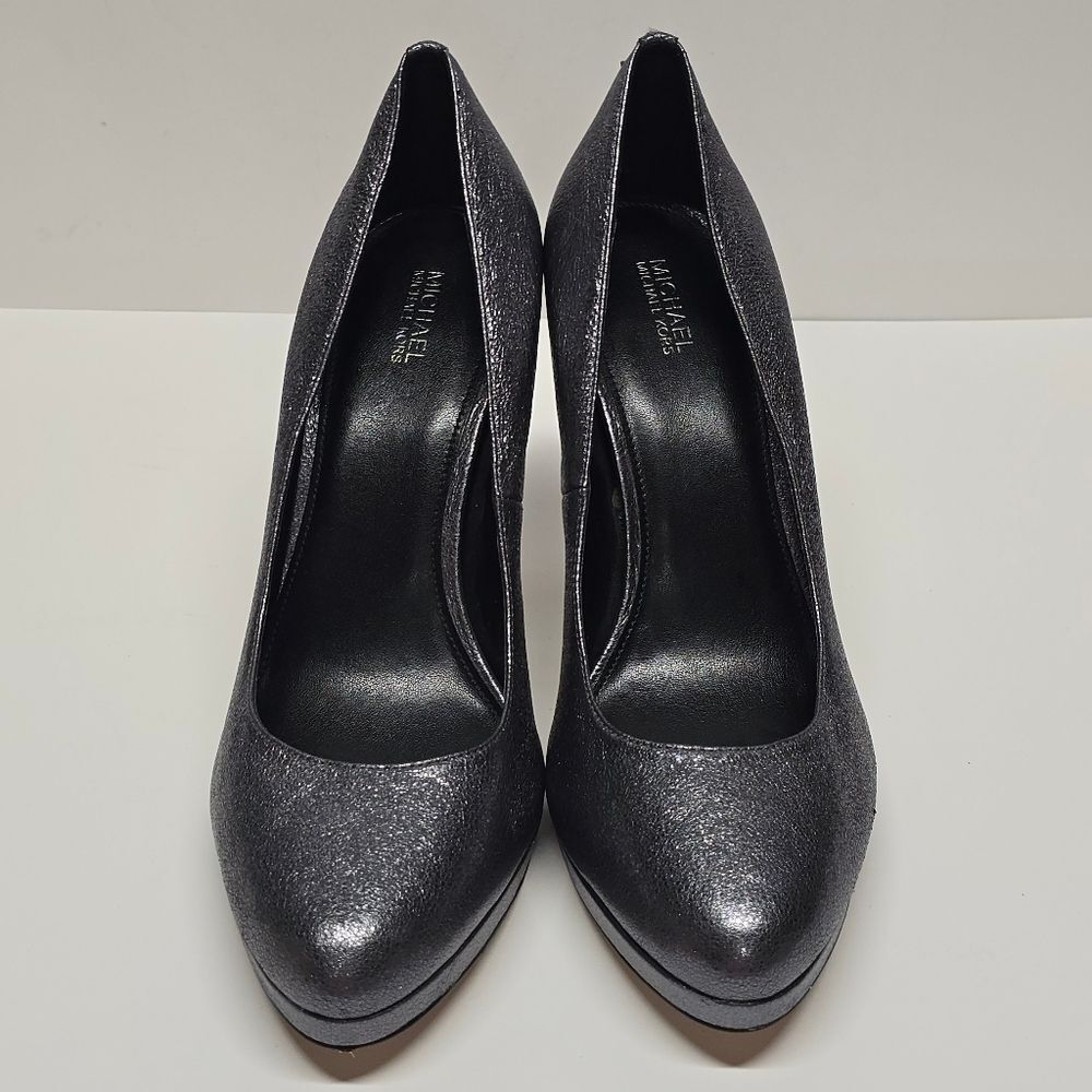 Michael Kors Antoinette Leather Pumps Gunmetal Metallic Women's 10 - Picture 2 of 8